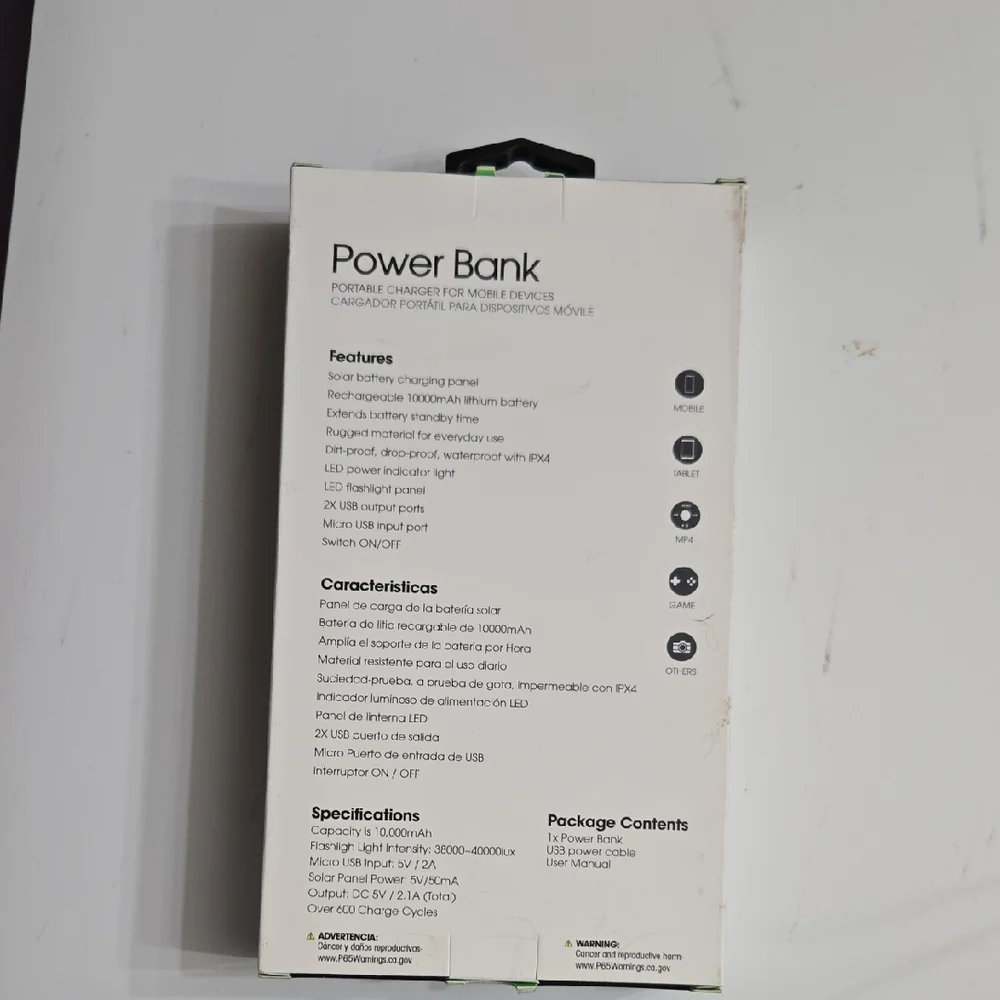Chargeworx Solar Power Bank with Orange Accents